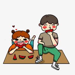 吃瓜的小孩插画视频,吃瓜小孩插画视频，带你领略纯真童趣